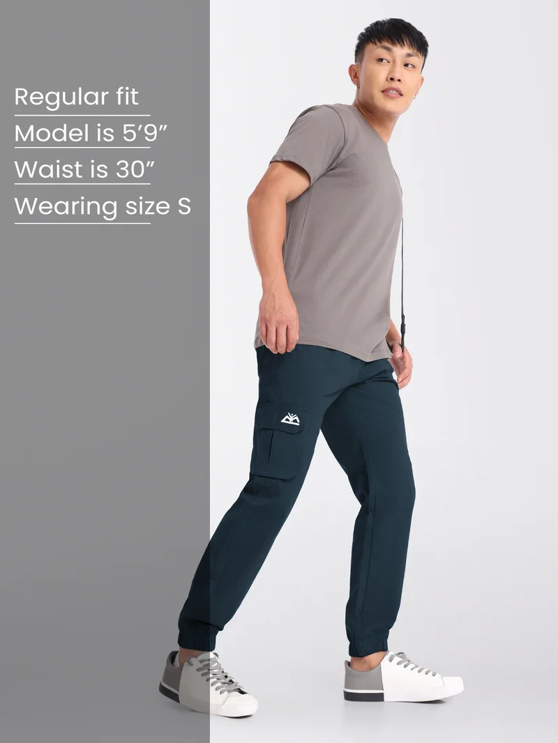 Beyoung Dark Blue Cotton Cargo Joggers