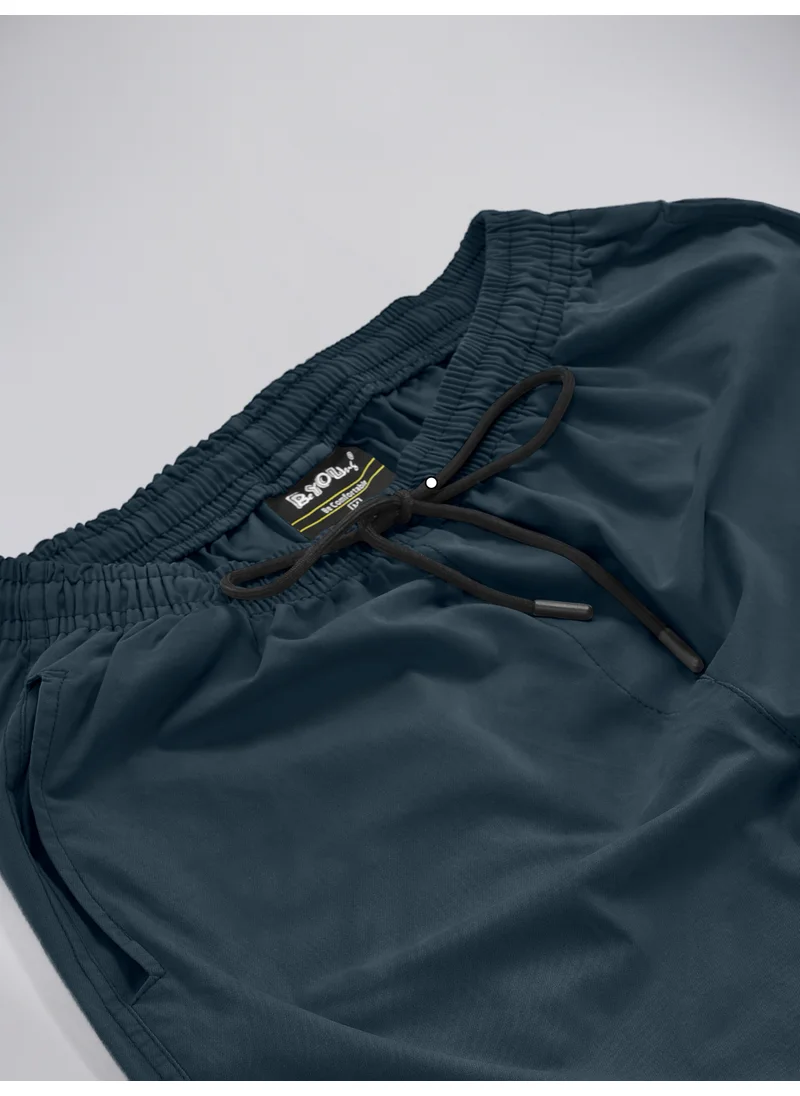 Beyoung Dark Blue Cotton Cargo Joggers