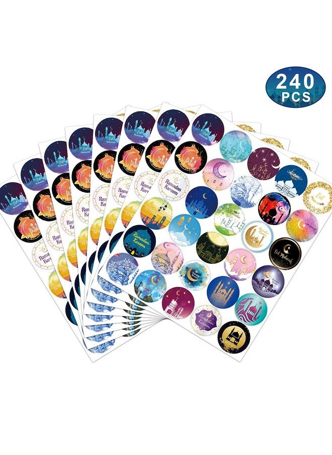 Fancy Land - Eid Mubarak Stickers 240Pcs Ramadan Kareem And Eid Stickers Sheets Gift Tag Mubarak Sticker For Kids - Image 1