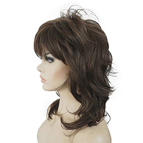 Aimole Shaggy Layered Wig Shoulder Length Women's Wig with Hair Bangs Premium Synthetic Hair Wig for Women (8H14) - Image 3