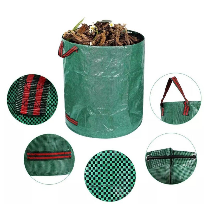Garden Bag 500L Dark Green Waterproof Tear-resistant Fabric - Foldable Multi-purpose Leaf Collection Bag for Outdoor Gardening Household Waste Collection - Image 4