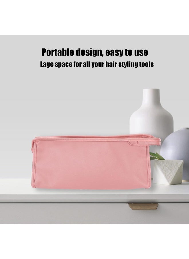 WYBOT - Hair Dryer Storage Bag, Travel Case for Hair Dryer, PU Leather Dustproof Carry Bag Portable Hair Dryer Bag Travel Blow Dryer Bag with Hanging Hook for Business Trips Travel Gym Camping(pink) - Image 1