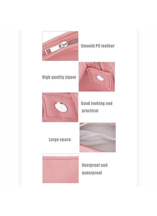 WYBOT - Hair Dryer Storage Bag, Travel Case for Hair Dryer, PU Leather Dustproof Carry Bag Portable Hair Dryer Bag Travel Blow Dryer Bag with Hanging Hook for Business Trips Travel Gym Camping(pink) - Image 1