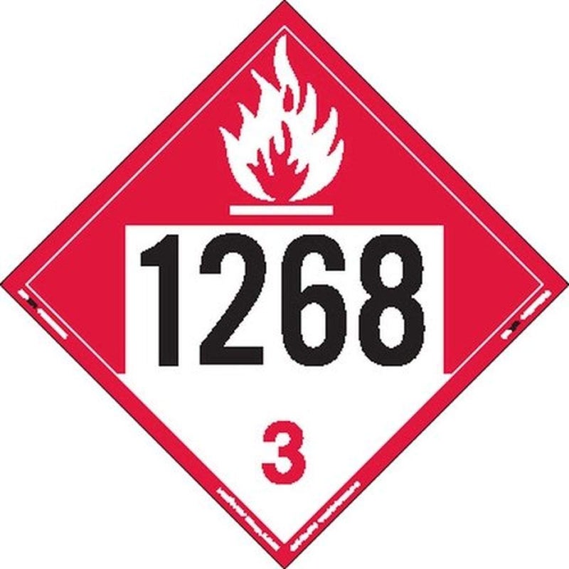 ZT9-1268 UN 1268 Combustible Liquid Hazmat Placard, Tagboard (Pack of 25)