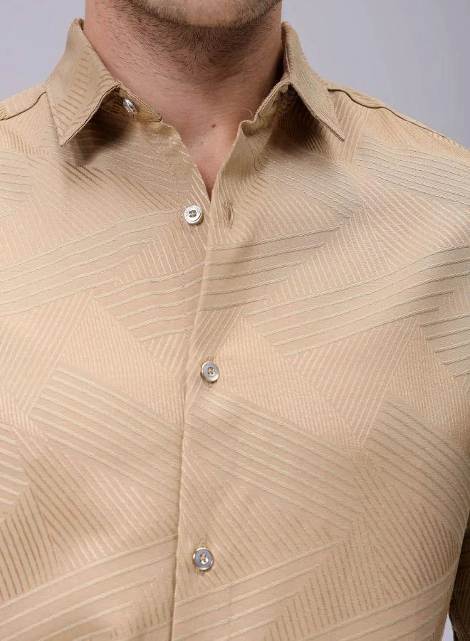 شركة المرآب الهندية Men Slim Fit Textured Solid Full Sleeves Cutaway Collar Party Wear Shirt