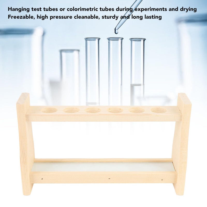 Wooden Test Tube Rack 6 Hole Glass Tube Stand Holder 18mm For Plant Propagation Science Experiments - Image 5