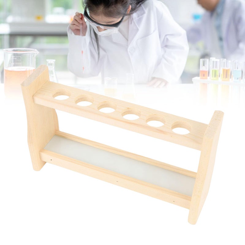 Wooden Test Tube Rack 6 Hole Glass Tube Stand Holder 18mm For Plant Propagation Science Experiments - Image 3