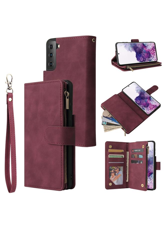 اس-توب جراب لهاتف Samsung Galaxy S21 5G متعدد الوظائف بسحاب غير لامع من الجلد - Image 1