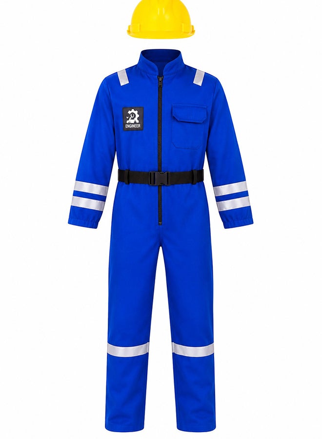 Toy Land Kids Engineer Costume Set with Safety Helmet – Construction Worker Fancy Dress Outfit for Boys & Girls of age 6 to 7 years - Image 1