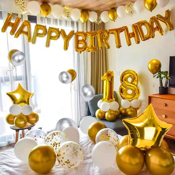 TOYXE Rubber 18Th Birthday Balloons Decoration Set Of 52 Pcs, Gold - Image 1