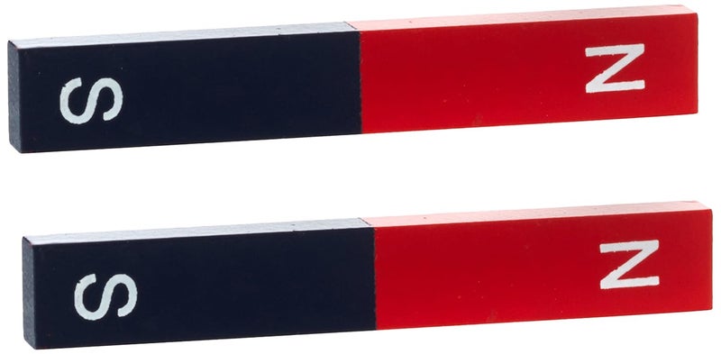 FIRST4MAGNETS 2 مغناطيس قضيب ألنيكو تعليمي للعلوم والتعليم والتجارب والطلاب والمعلمين - شمال وجنوب محدد - 11 مم × 6 مم × 75 مم