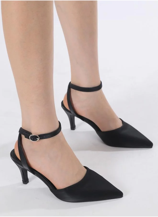 Sneak-a-Peek Plain Ankle Strap Stiletto Heel Shoes