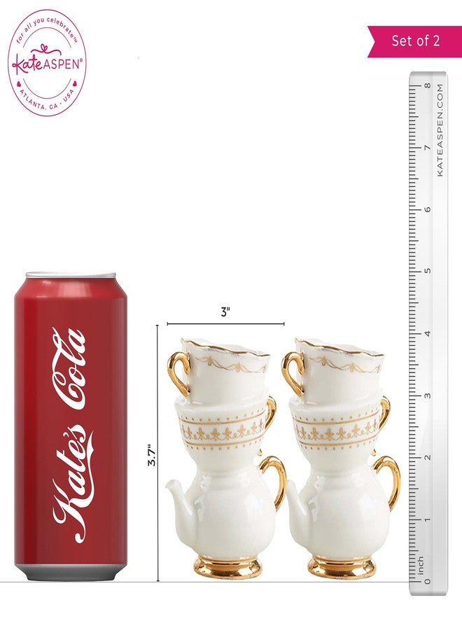 Kate Aspen Vintage Tea Party Antique Look Mini Ceramic Bud Vases (3.7 Inch Tall - Set of 2), Party Favor, Take Home Gift, Wedding Decoration, Table Decor, Bridal Shower Decorations (23263NA) - Image 5