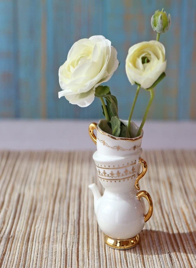 Kate Aspen Vintage Tea Party Antique Look Mini Ceramic Bud Vases (3.7 Inch Tall - Set of 2), Party Favor, Take Home Gift, Wedding Decoration, Table Decor, Bridal Shower Decorations (23263NA) - Image 2