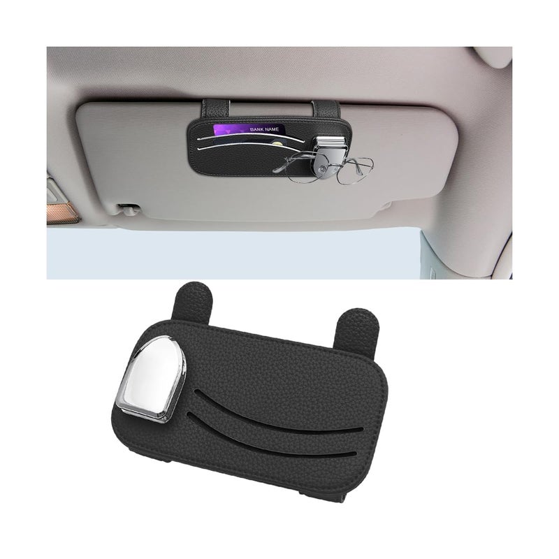 Car Glasses Clip – Visor Sunglasses Holder, Universal, 2 Pack, Black, for Vehicle