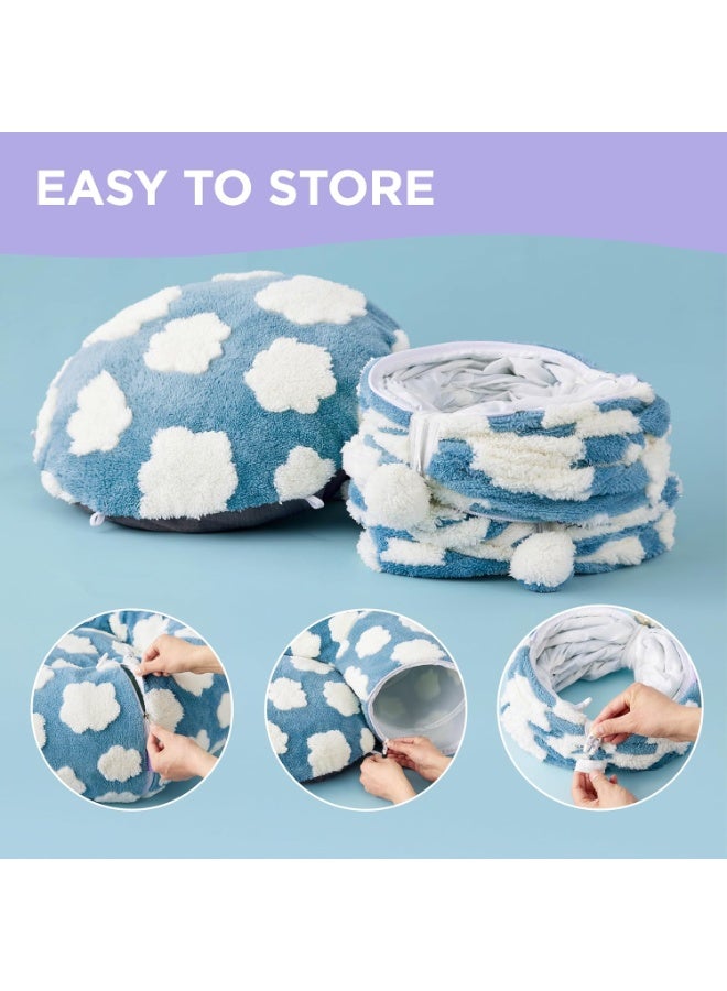 MonaPlay Cat Tunnel Bed with Soft Plush Cushion, 2-in-1 Cat Tunnel and Bed for Indoor Cats, Foldable Cat Toys with Cloud Pattern, Cozy Hideaway for Kittens, Rabbits, and Small Dogs - Image 4