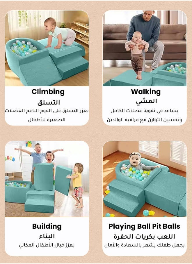 Aurlar - Combinational Kids Equipment, Soft Play Sets ,Eco-friendly Toddler Foam Climbing Indoor Playground With Ball Pit Pool Green - Image 1