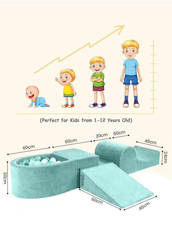 Aurlar - Combinational Kids Equipment, Soft Play Sets ,Eco-friendly Toddler Foam Climbing Indoor Playground With Ball Pit Pool Green - Image 1