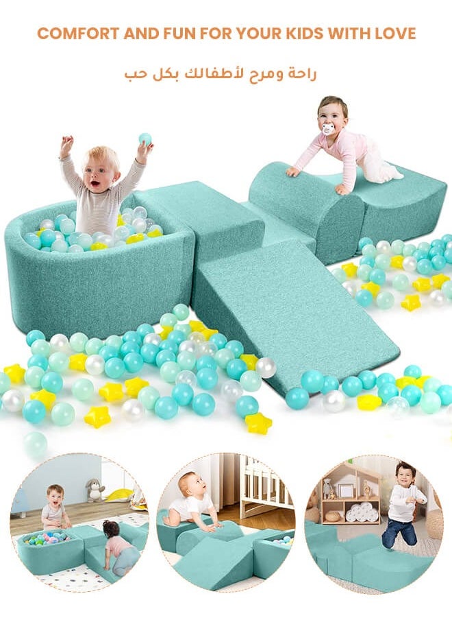 Aurlar - Combinational Kids Equipment, Soft Play Sets ,Eco-friendly Toddler Foam Climbing Indoor Playground With Ball Pit Pool Green - Image 1