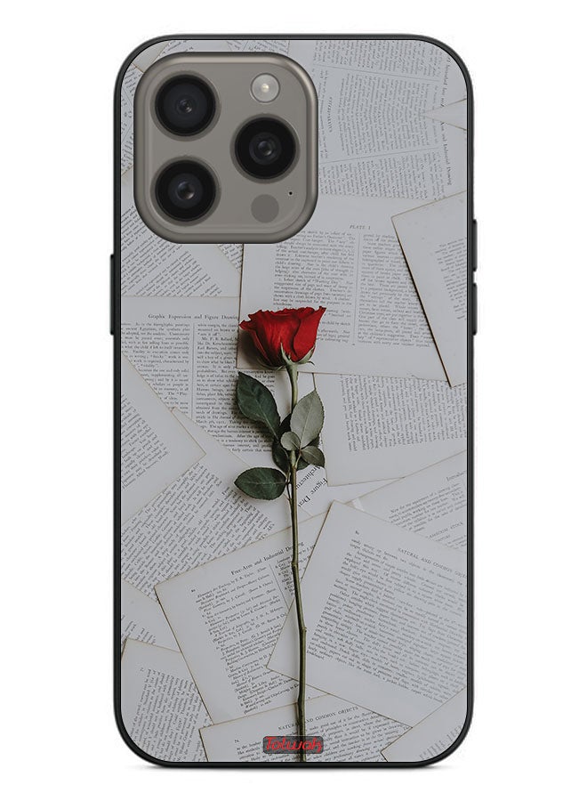 Tolwak Apple iPhone 15 Pro Protective Case Cover Rose On Papers - Image 2