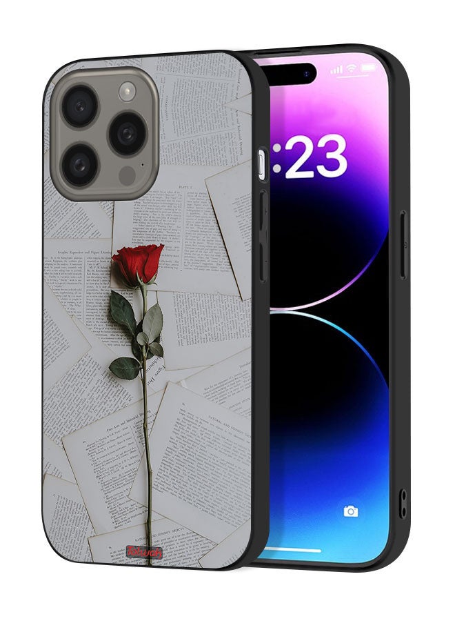 Tolwak Apple iPhone 15 Pro Protective Case Cover Rose On Papers - Image 1