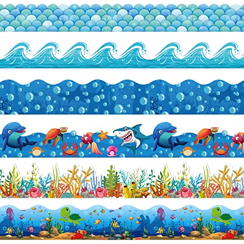 Containlol Borders for Bulletin Board Decoration, 118 ft Ocean Theme Scalloped Trim Classroom Bulletin Board Borders for School Office Whiteboard Wall Poster Chalkboard Decor - Image 1