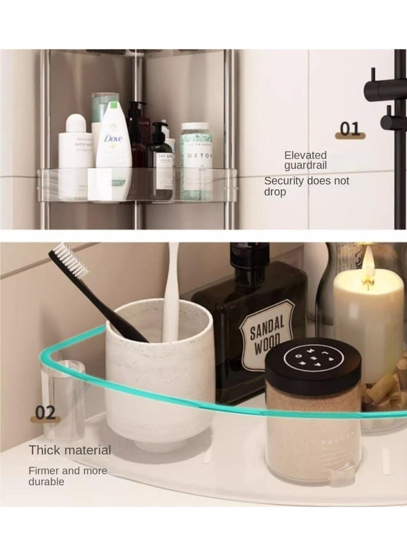 Anmi 4-Tier Corner Shelf with Wheels, Movable Storage Rack for Kitchen, Bathroom & Living Room | Stainless Steel & Plastic Stand - Image 5