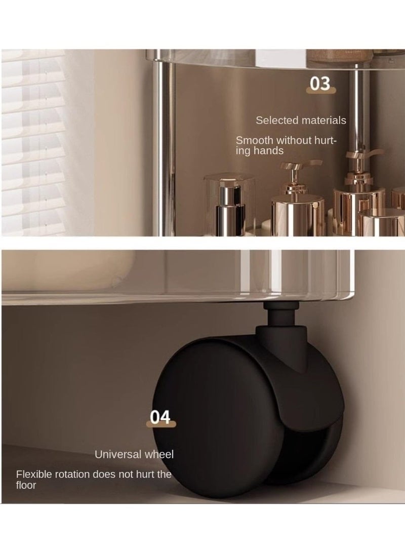 Anmi 4-Tier Corner Shelf with Wheels, Movable Storage Rack for Kitchen, Bathroom & Living Room | Stainless Steel & Plastic Stand - Image 4