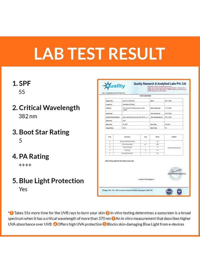 Qurez Spf 50 Tinted Mattifying Sunscreen Matte No White Cast Broad Spectrum Blue Light Protection Pa+++ Uv A Uv B For Glowing & Well Protected Skin Cream 50G - Image 3