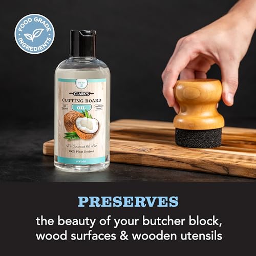 CLARK'S Coconut Cutting Board Oil - Refined for Kitchen Countertops - Butcher Blocks - Wooden Bowls - Clark's Cutting Board Oil - Seals Wood - Food Safe - No Mineral Oil - Clark Brush Compatible - Image 2