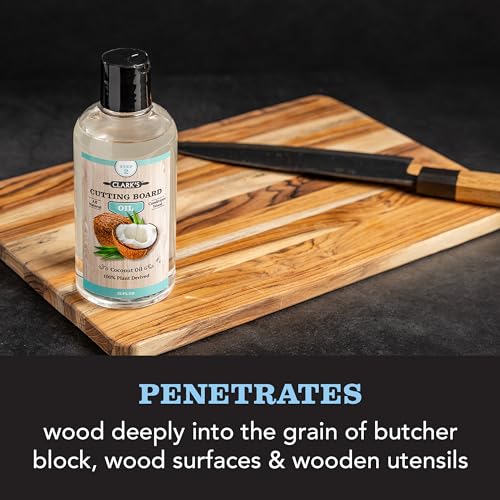 CLARK'S Coconut Cutting Board Oil - Refined for Kitchen Countertops - Butcher Blocks - Wooden Bowls - Clark's Cutting Board Oil - Seals Wood - Food Safe - No Mineral Oil - Clark Brush Compatible - Image 3