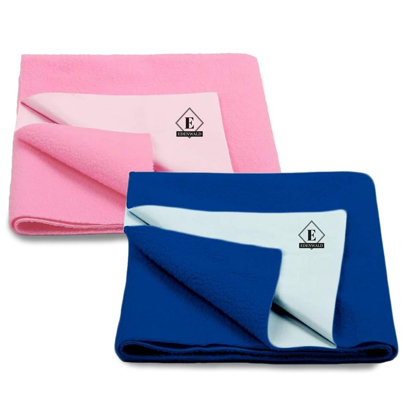 Edenwald Waterproof Quick Dry Sheet for Baby| Bed Pad | Baby Bed Protector Sheet for Toddler Children (Large (140cm x 100cm)(Pink+Royal Blue) - Image 1