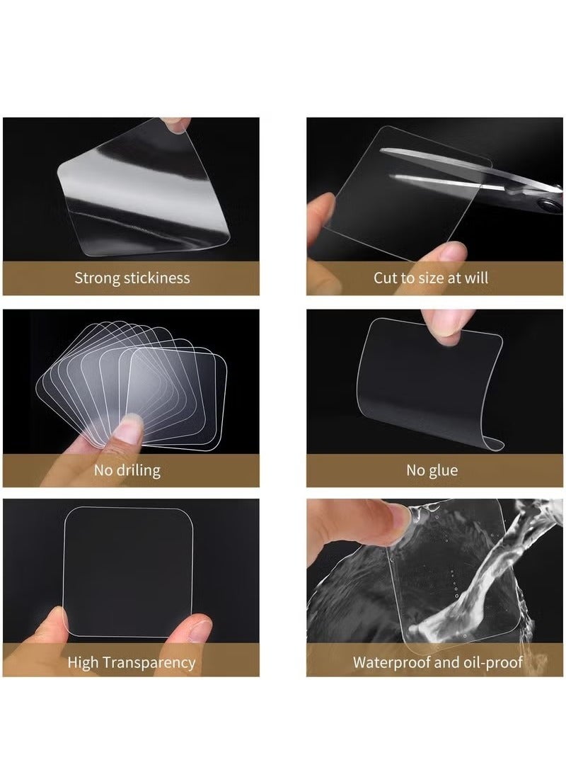 100 Pcs Double Sided Adhesive Pads, Two Sided Precut Squares Tape, Nano Gel Clear,Sticky Tack Double Sided Tape for Walls Hanging - Image 3