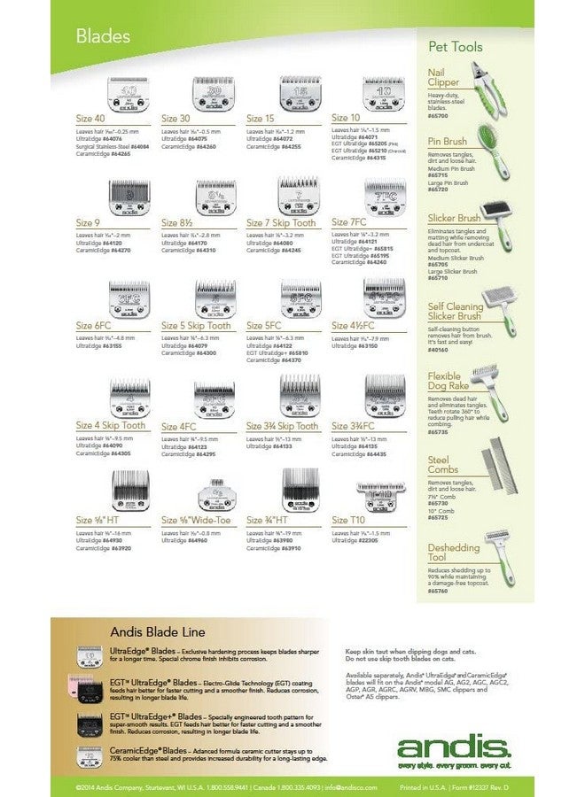 Andis 64090 Carbon-Infused Steel UltraEdge Dog Clipper Blade, Size-4 Skip-Tooth, 3/8-Inch Cut Length - Image 2