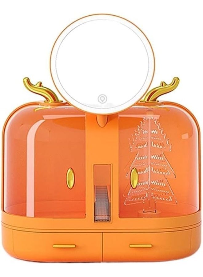 منظم مكياج و ادوات العنايه بالبشره بسيط ومبتكر مع مرآة مناسب لغرفة النوم والتسريحة والحمام مقاوم للغبار - Image 1