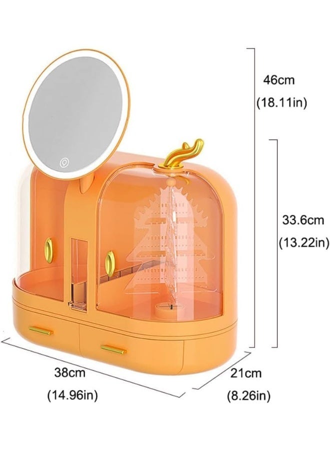 منظم مكياج و ادوات العنايه بالبشره بسيط ومبتكر مع مرآة مناسب لغرفة النوم والتسريحة والحمام مقاوم للغبار - Image 2