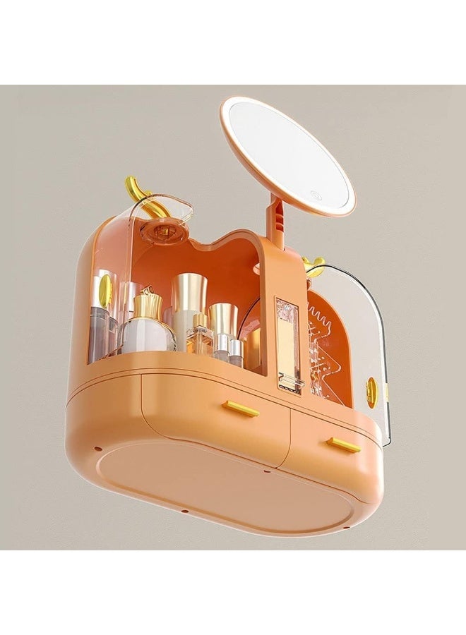 منظم مكياج و ادوات العنايه بالبشره بسيط ومبتكر مع مرآة مناسب لغرفة النوم والتسريحة والحمام مقاوم للغبار - Image 4