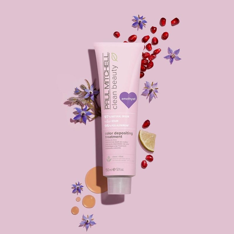 Paul Mitchell Clean Beauty Color-Depositing Treatment, For Refreshing + Protecting Color-Treated Hair 5.1 oz, Amethyst - Image 4
