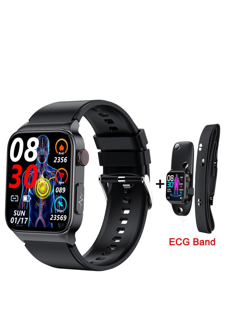 AROAQ Smart Watch, Fitness Tracker With Heart Rate Monitor, Black Silicon ECG Multifunctional Smart Watch, Waterproof Activity Tracker For Android And Ios Phones - Image 1