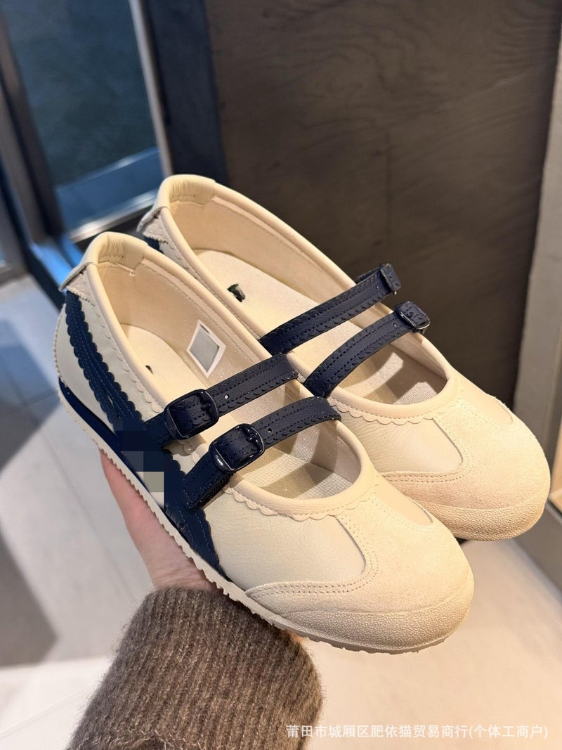 Tiger TGRS Mary Jane Ballet Flats for Women - Calfskin Leather, Low Heel, Round Toe, Sparkle Princess Style, Lightweight Casual Shoes