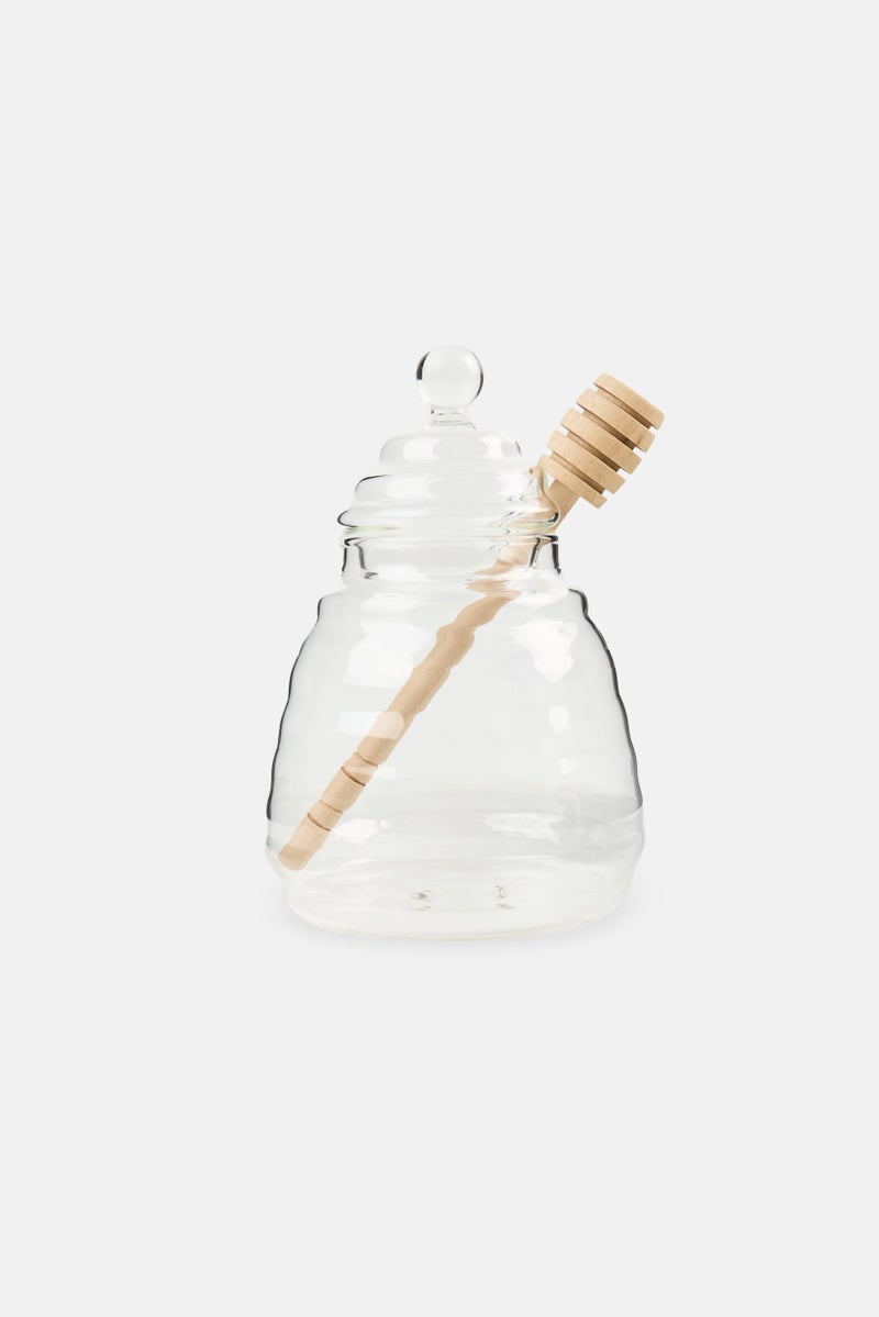 Muy Mucho وعاء عسل زجاجي مع ملعقة 450 مل، شفاف - Image 1