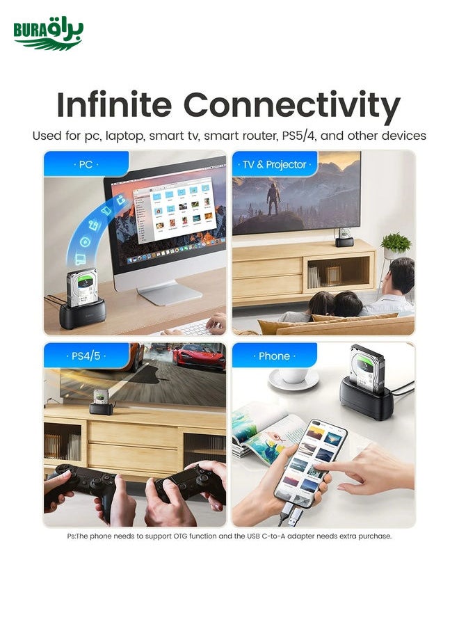 BURAQ ORICO DD18C3 Single Bay 2.5 & 3.5 inch SATA Drive Docking Station, Plug Type:US Plug  - Image 5