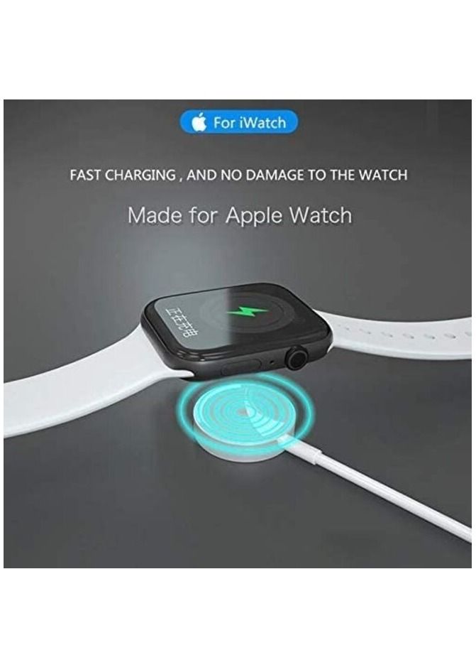 إن تك Ntech Magnetic Wireless Charging Dock Portable Smart USB Watch Charger Cable For Apple iWatch (Series 5/4/3/2) Apple Watch For iPhone - أبيض - Image 4