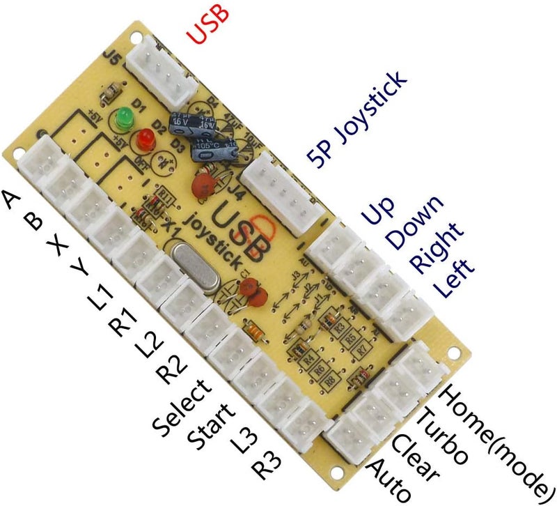 طقم أزرار وعصا تحكم ألعاب الأركيد DIY من SJJX لـ Raspberry Pi وWindows، عصا تحكم 5 دبابيس و10 أزرار ضغط 822a مزيج أسود مستويات شراء متعددة - Image 2