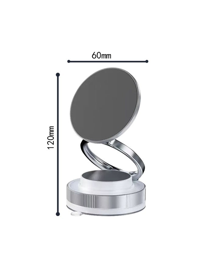 Creative and convenient folding double-ring phone stand for car magnetic suction, 360-degree rotating vacuum suction cup adsorption - white - Image 2