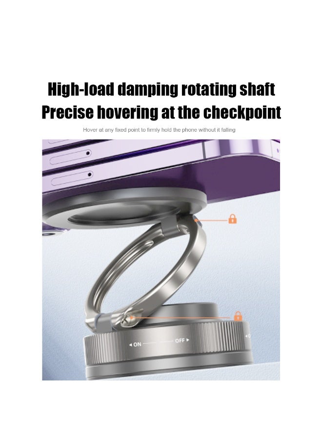 Creative and convenient folding double-ring phone stand for car magnetic suction, 360-degree rotating vacuum suction cup adsorption - white - Image 5