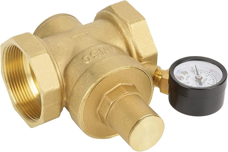 Brass Water Pressure Reducing Valve DN50 Adjustable Gauge Flow Piston Design 1 6Mpa - Image 5
