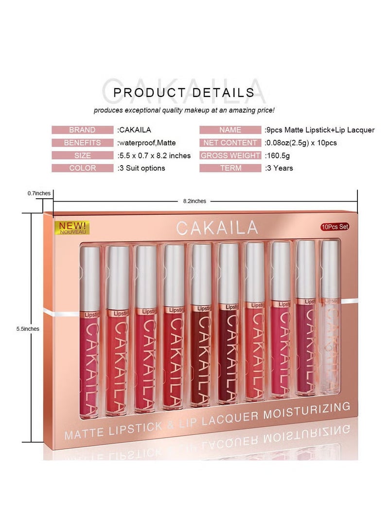 CAKAILA 10 Pcs Matte Liquid Lipstick Set Contains Smooth Lip Lacquer Moisturizing Long Lasting Waterproof Velvet High Pigmented Lip Makeup Set For Women  - Image 2