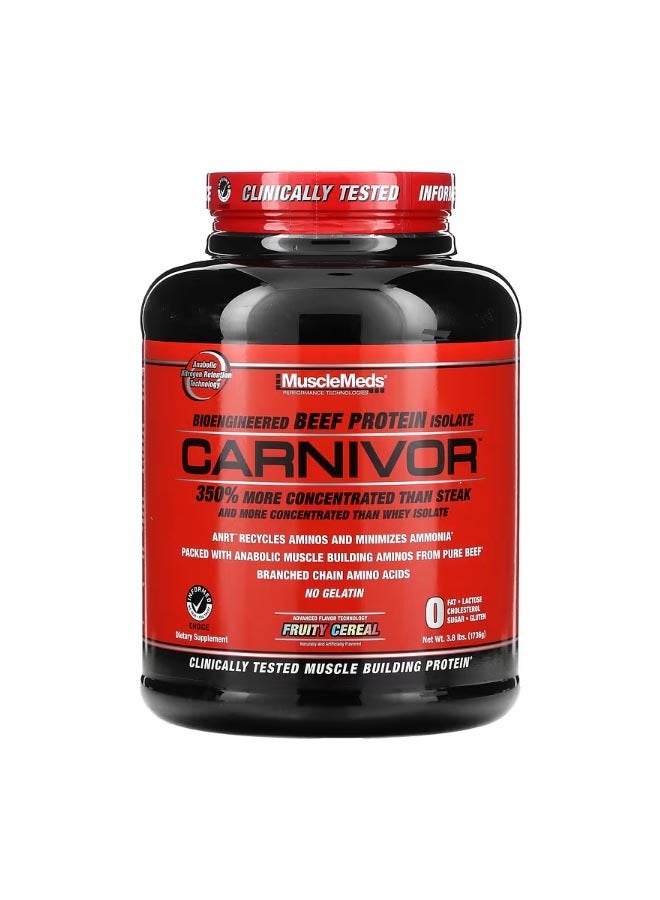 MUSCLEMEDS Carnivor Bioengineered Beef Protein Isolate Fruity Cereal 3.8 lbs 1736 g - Image 1