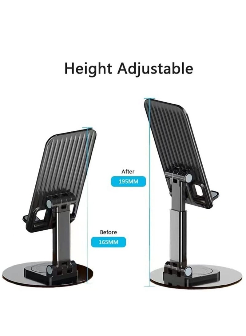 ELTRAZONE Foldable Phone Stand for Desk, Adjustable Mobile Phone Desk Holder, Tablet Cradle Dock Mount for iPhone 14 Pro Max Plus, 13 12 Pro Max, 11 Pro, Samsung S22 S21 A51, etc 4-11" Cell Phone, Tablet- Black - Image 5